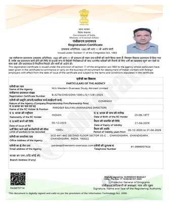 MEA Licensed Consultant — Western Overseas Study Abroad Ltd., Rohtak
