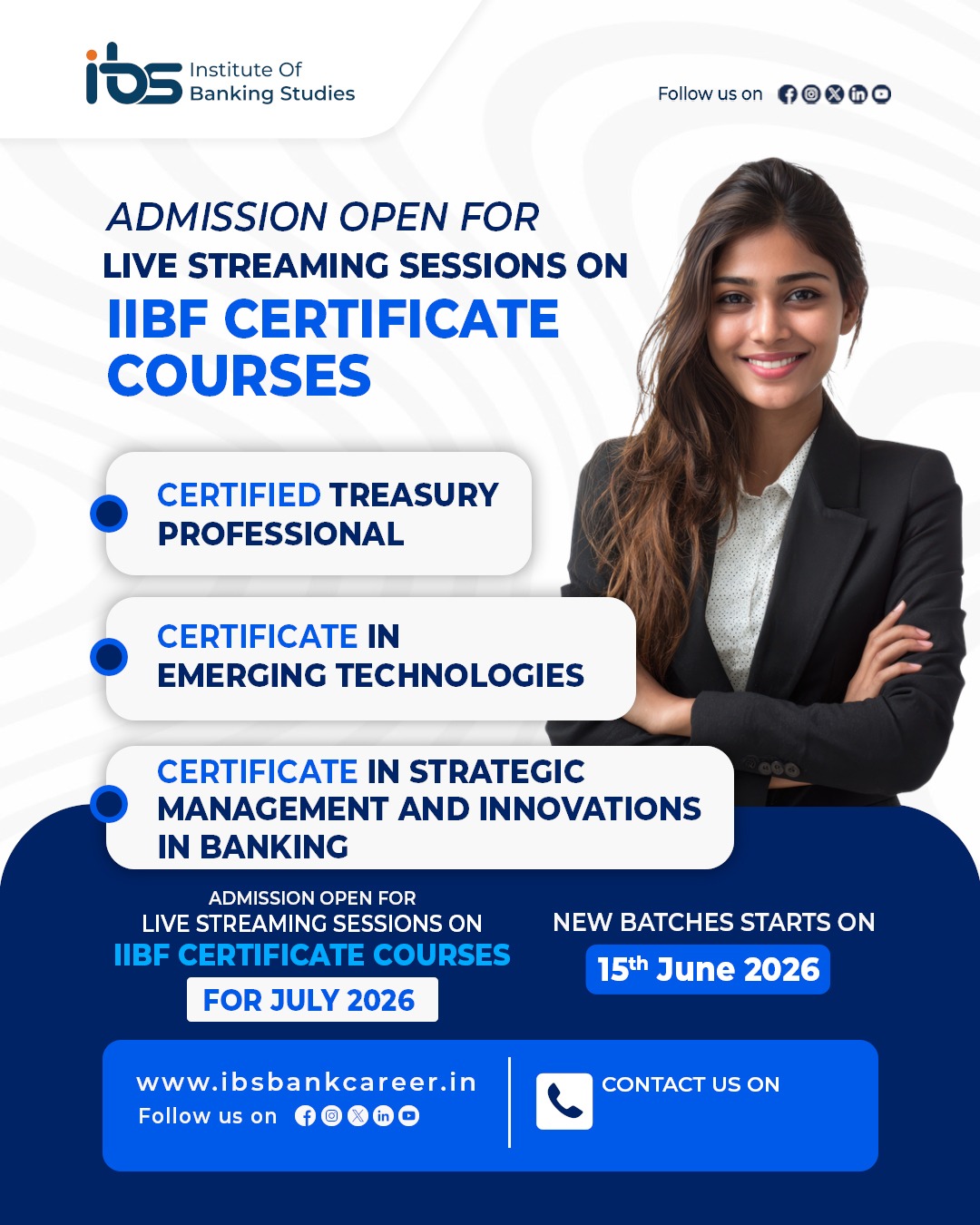 ADMISSION OPEN FOR — alumnus of Institute of Banking Studies