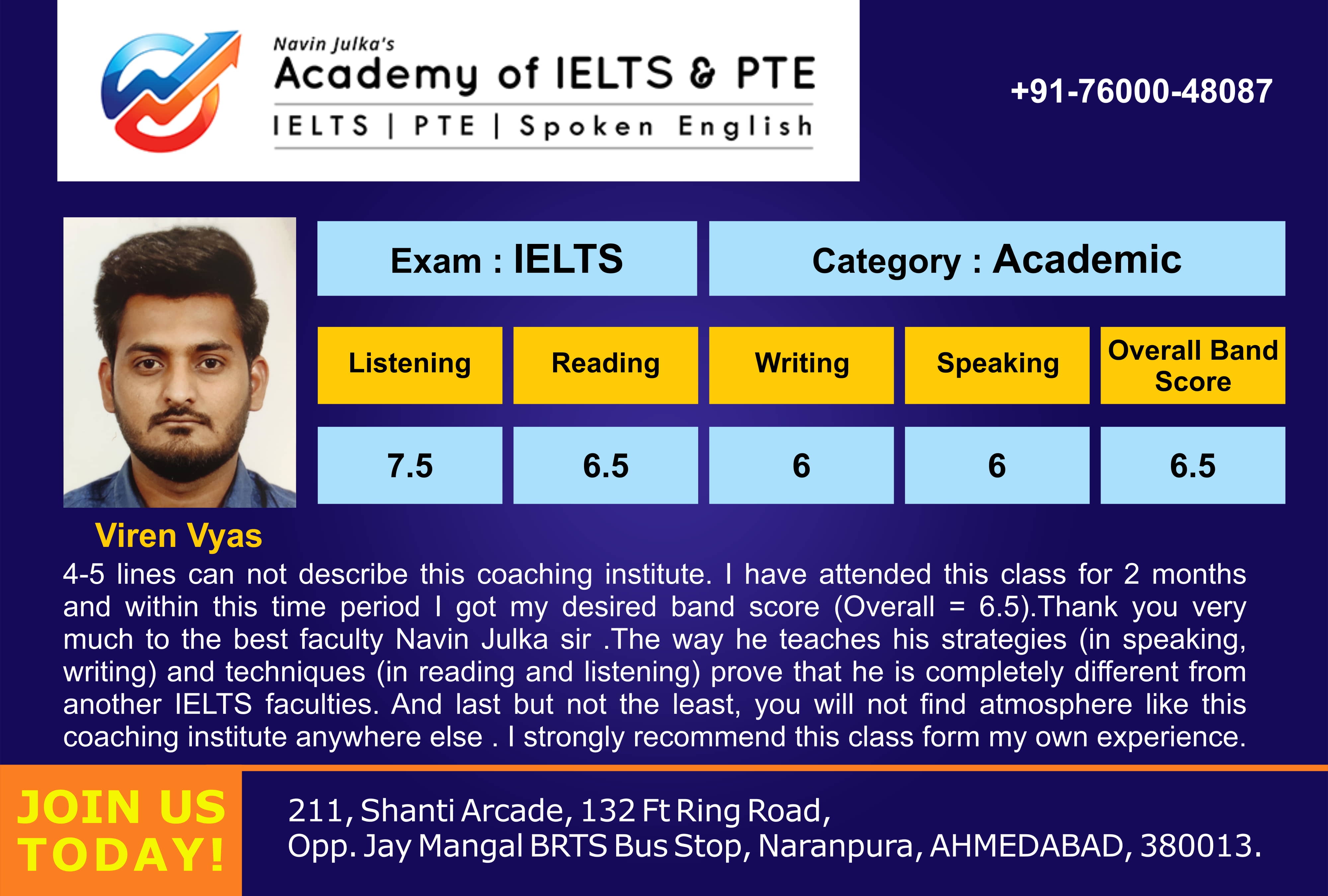 insta-pic — alumnus of Academy of IELTS & PTE, Naranpura