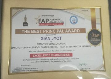 Best Principal Academic — held by Gian Jyoti Global school