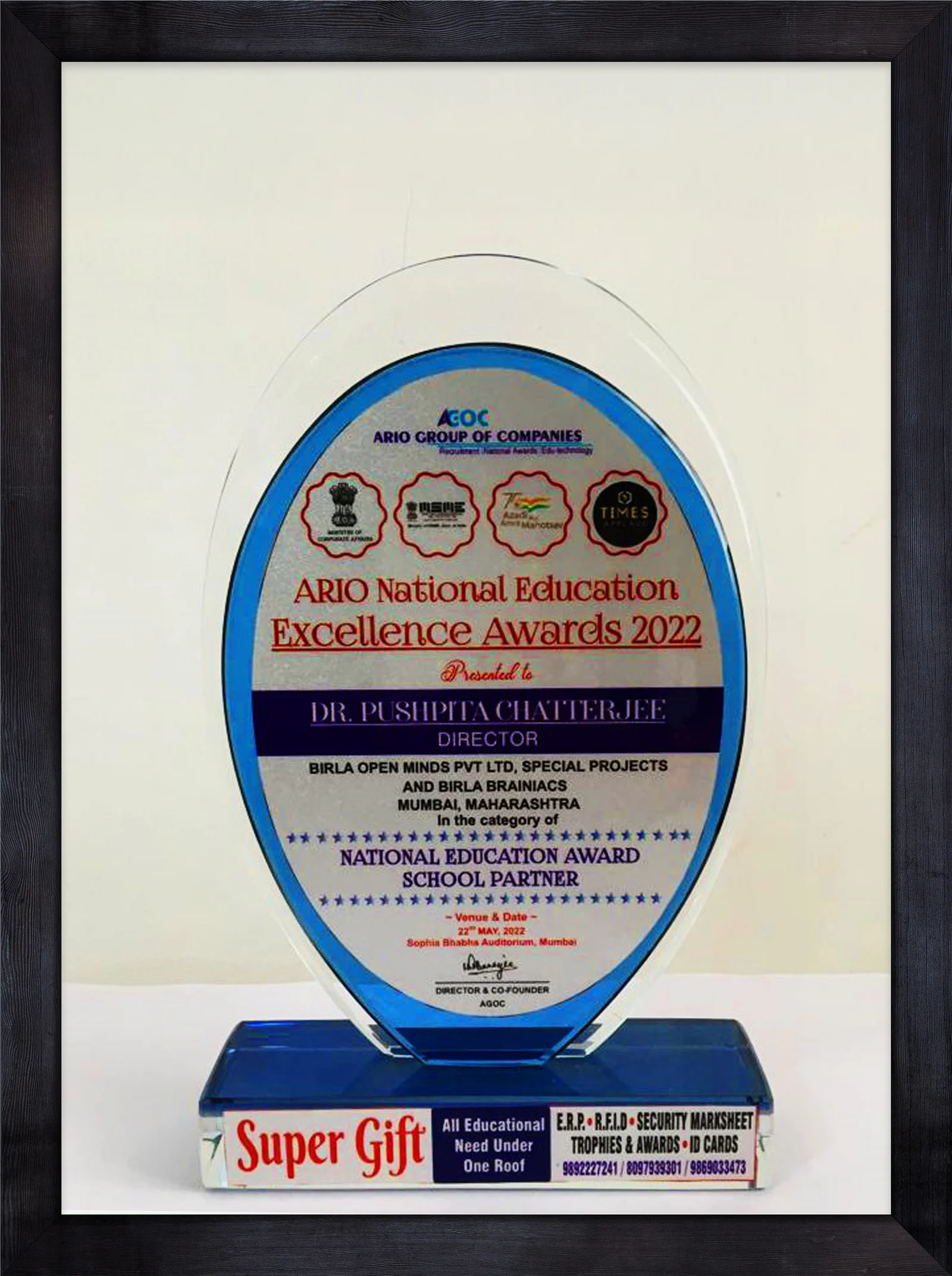 Award Portrait — held by Birla Open Minds Preschool, Battarahalli