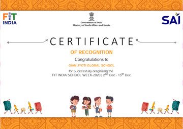 Certificate of Recognition — held by Gian Jyoti Global school