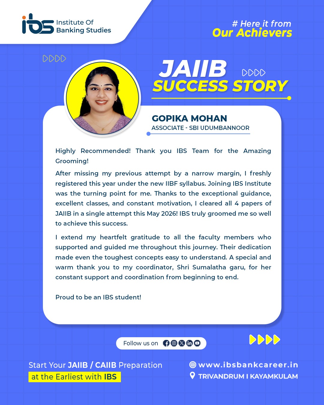JAIIB Success Story — alumnus of Institute of Banking Studies