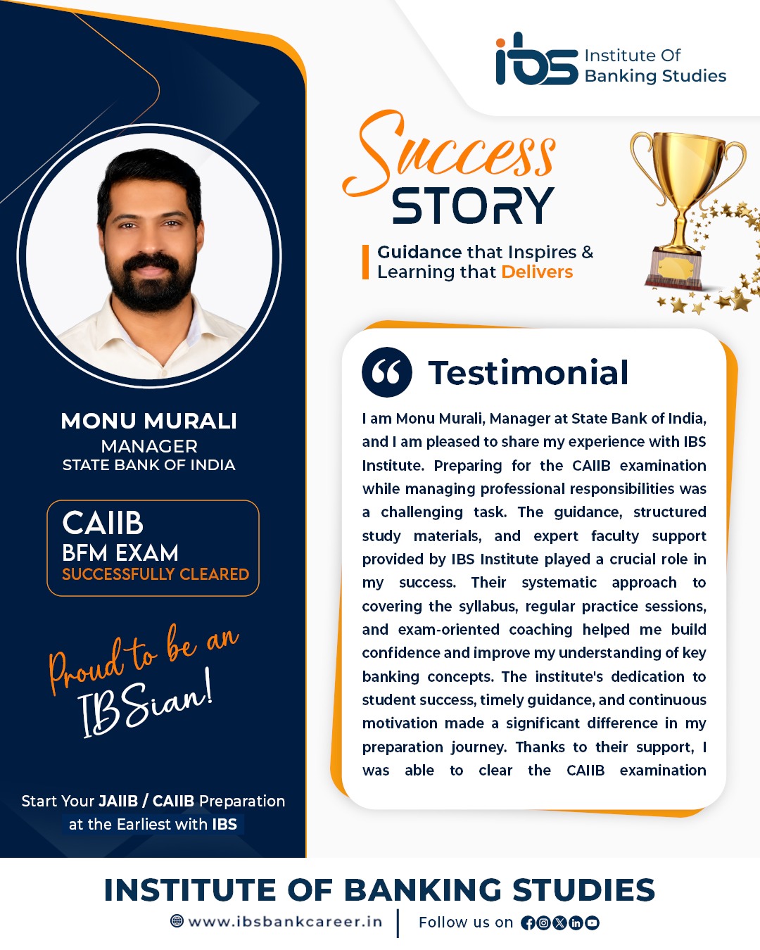 CAIIB Success Story — alumnus of Institute of Banking Studies