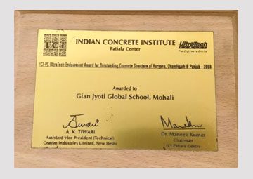 Award of Outstanding Concrete Structure of Haryana, Chandigarh & Punjab.jpg — held by Gian Jyoti Global school
