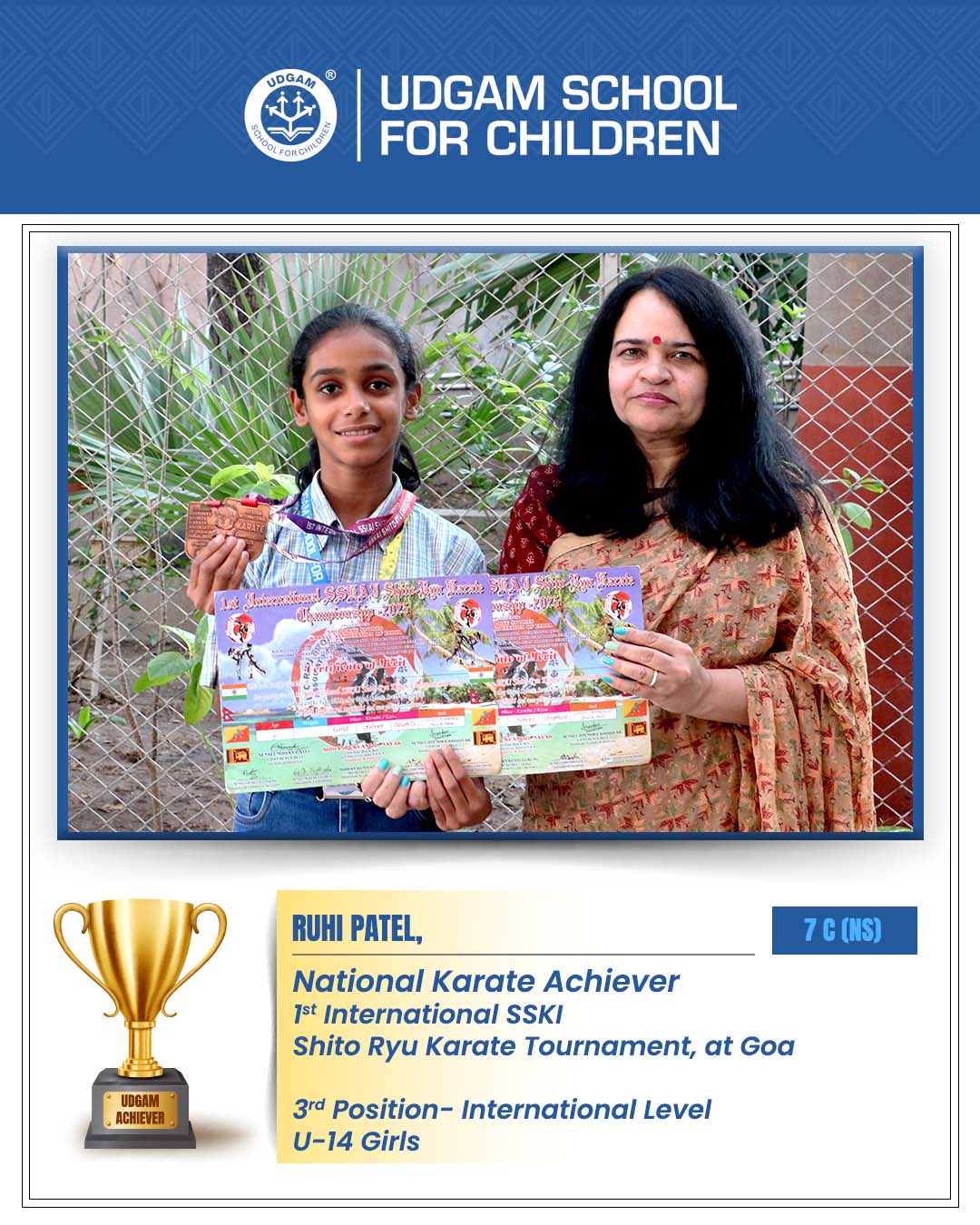 Ruhi Patel’s International Karate Triumph — Udgam School, Thaltej