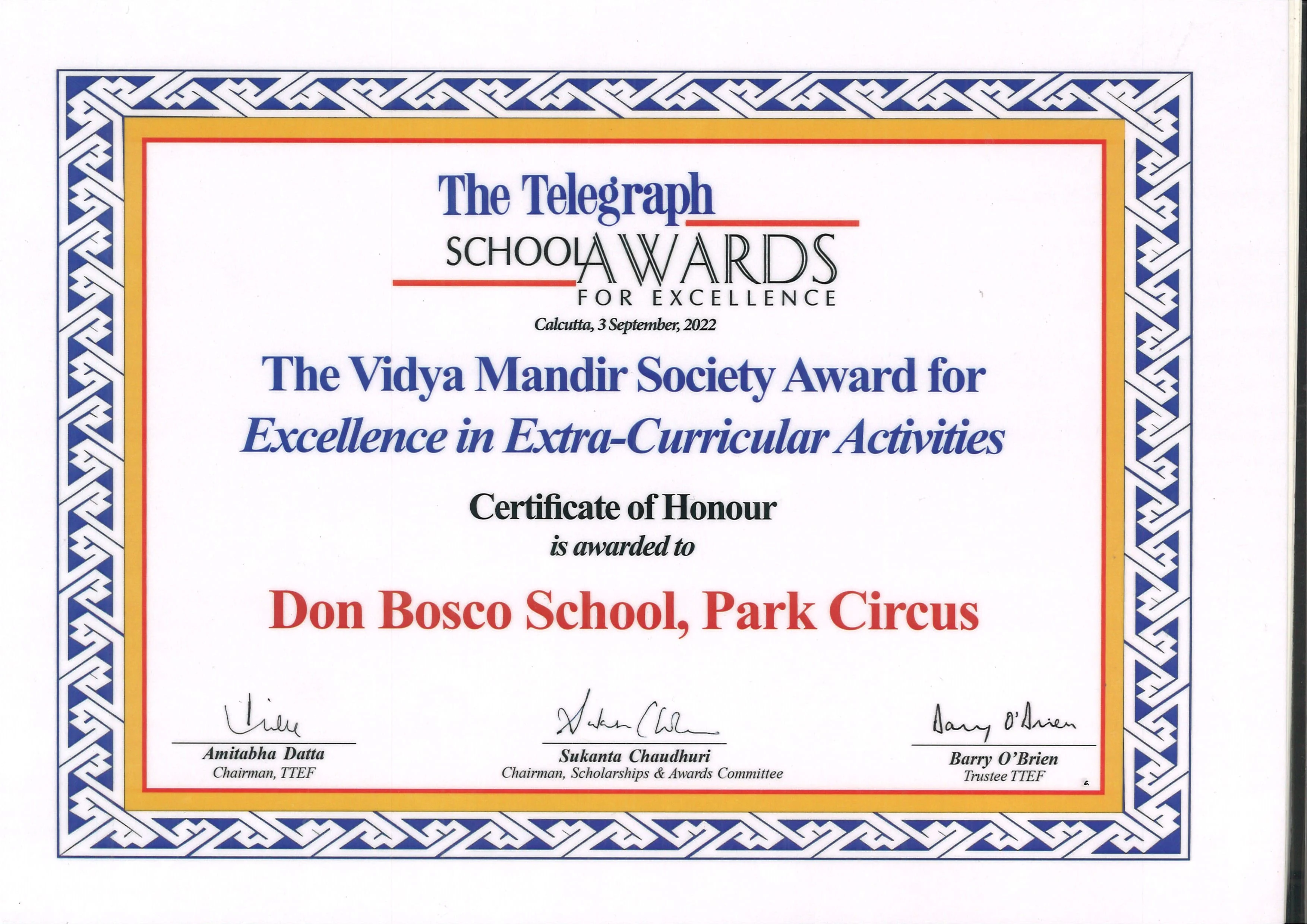Best Infrastructure Award — Don Bosco School