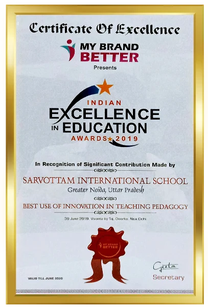 Excellence In Education Award 2019 — Sarvottam International School