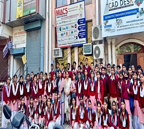 MACS Computer Academy group photo with govt school student — affiliation partner of MACS Computer Academy