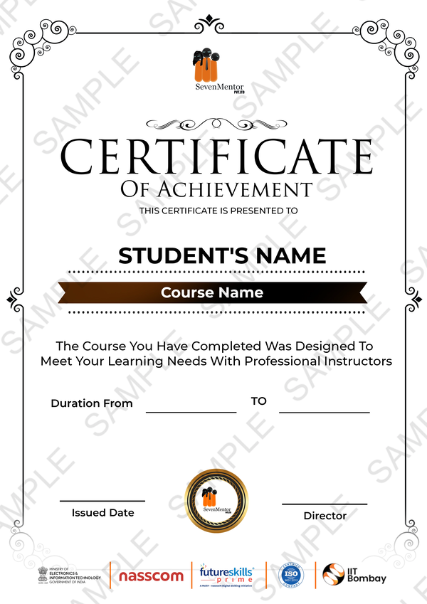Certificate Preview — held by SevenMentor Institute, Pune