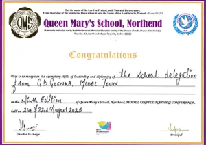 The School Delegation Certificate — GD Goenka Public School, Model Town