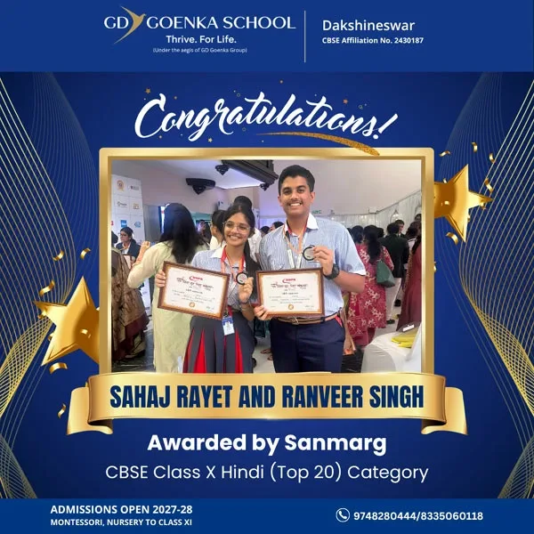 Sanmarg CBSE Class X Hindi Top 20 — GD Goenka Public School, Dakshineswar