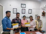 Students receiving ISO certified course certificates at SKYSYS — held by SkySys Engineering, Mohali