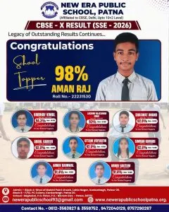 CBSE Class X toppers 2026 — New Era Public School, Patna