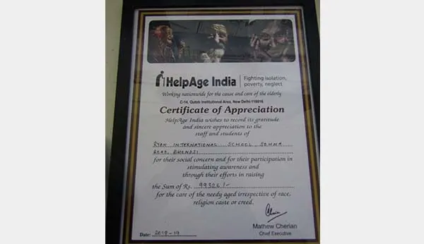 Highest Donor Trophy — held by Ryan International School, Bhondsi, Gurugram