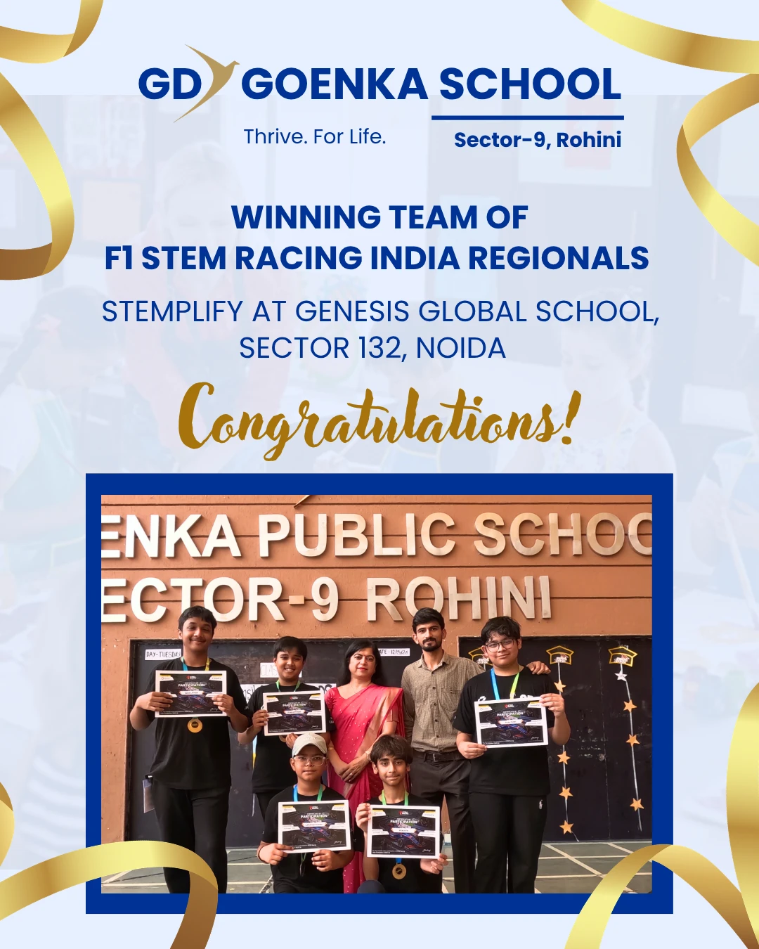 F1 STEM RACING INDIA REGIONALS 2026 — GD Goenka Public School, Rohini Sec-9